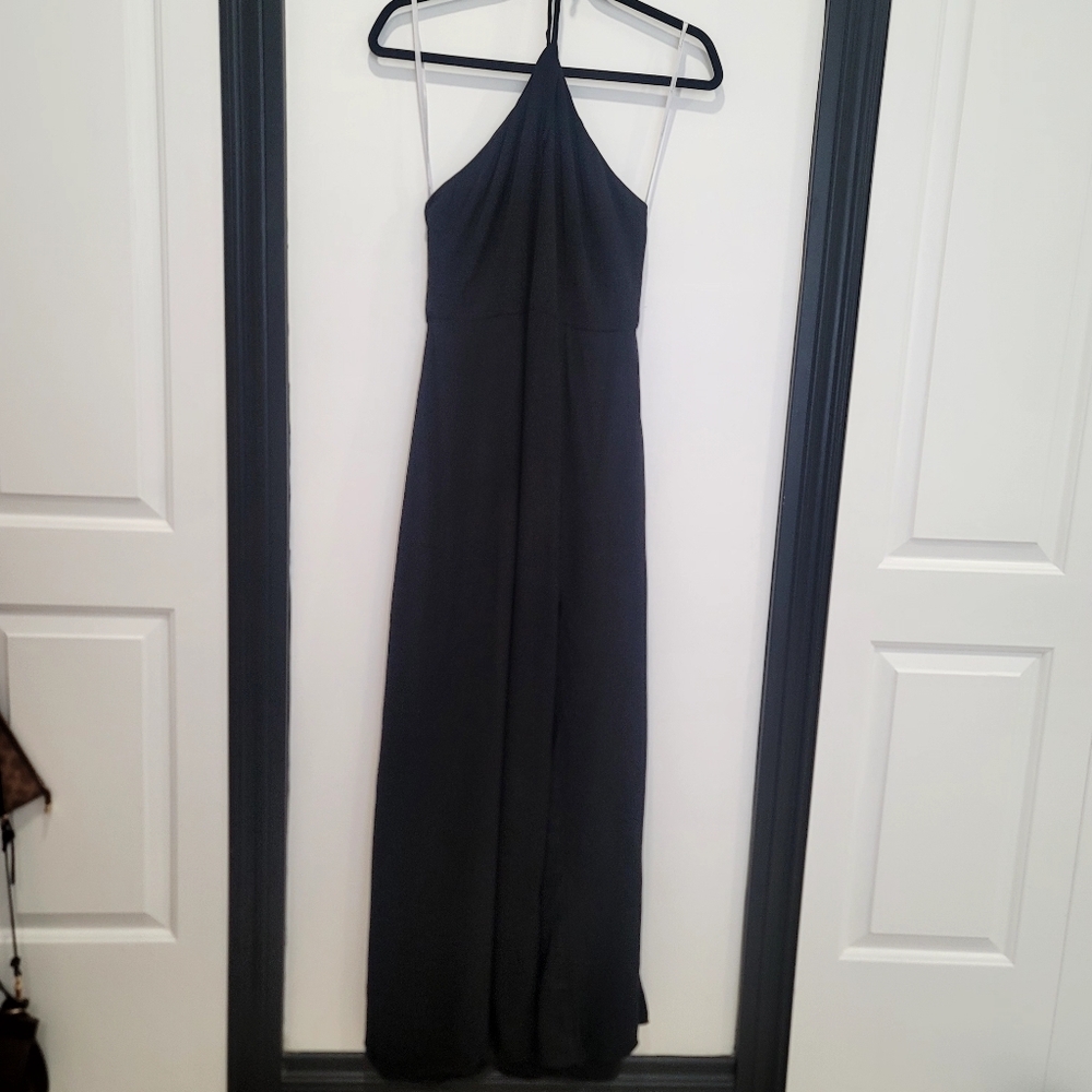 LOVER + FRIENDS Black Halter Gown Maxi Dress With Side Slit Size Medium - Picture 4 of 17